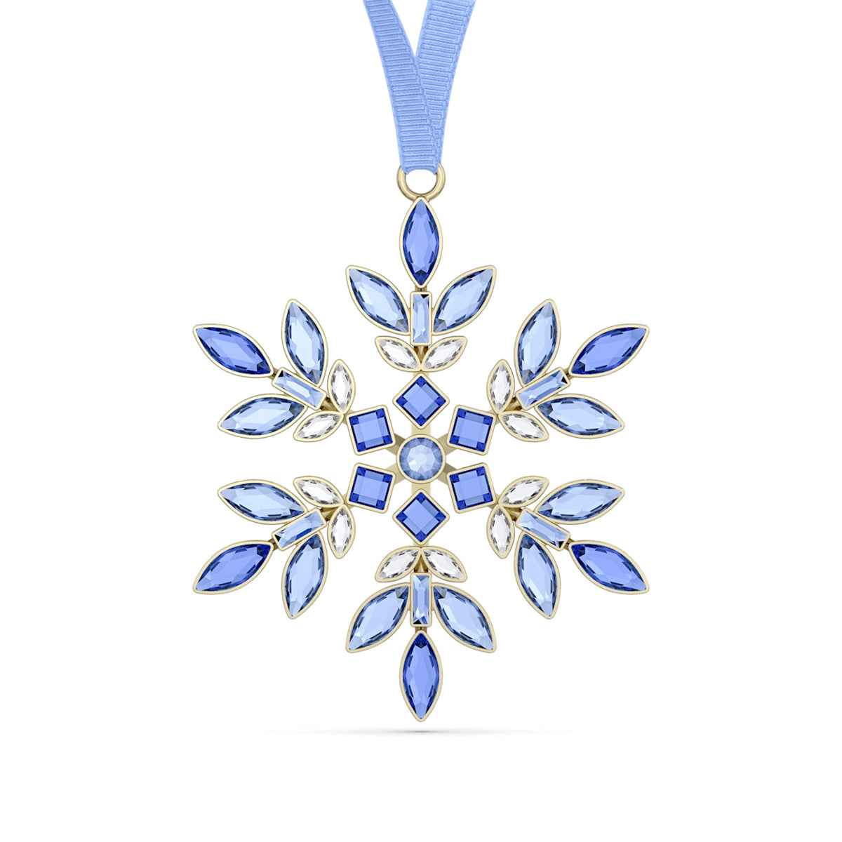 Swarovski Gema Holiday Blue Ornament with Yellow Gold-Tone Plating