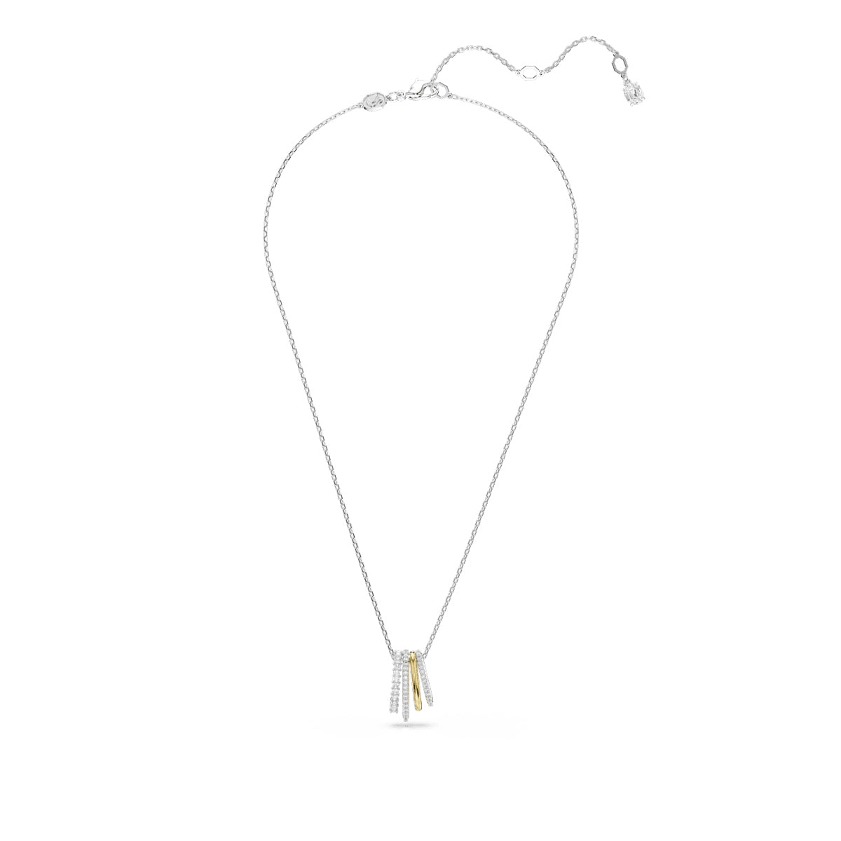 Swarovski White Crystal Hyperbola Pendant in Rhodium & Yellow Gold-Tone Plating front view