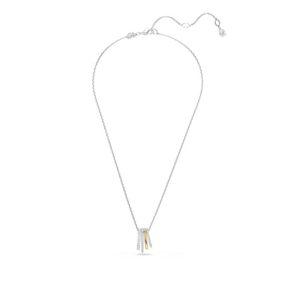 Swarovski White Crystal Hyperbola Pendant in Rhodium & Yellow Gold-Tone Plating front view