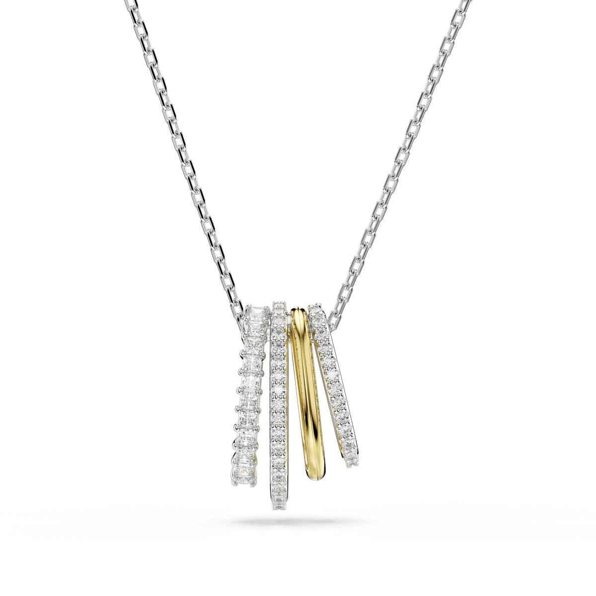 Swarovski White Crystal Hyperbola Pendant in Rhodium & Yellow Gold-Tone Plating