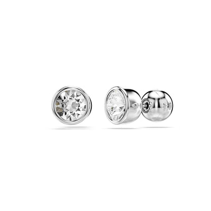 Swarovski Imber Round White Crystal Solitaire Earrings in White Rhodium Plating