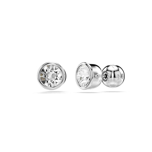 Swarovski Imber Round White Crystal Solitaire Earrings in White Rhodium Plating