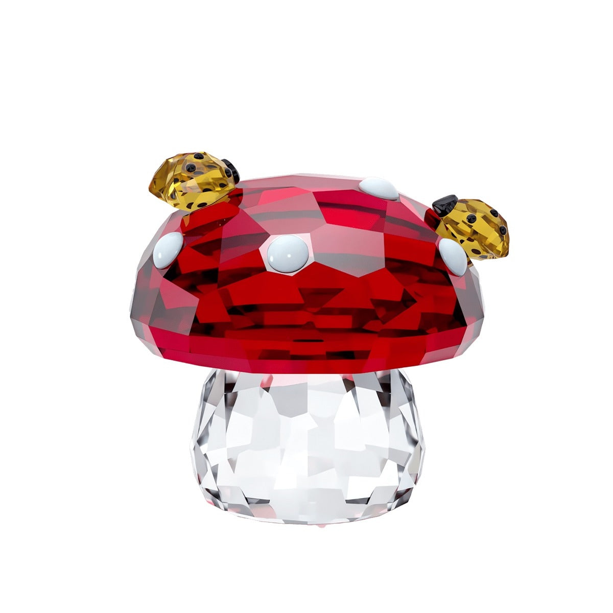 Swarovski Idyllia Mushroom & Ladybugs Figurine close-up detail