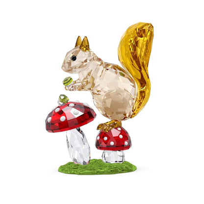 Swarovski Idyllia Squirrel and Mushrooms Figurine
