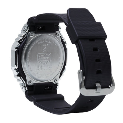 G-Shock Men's G-Steel Solar Stainless Steel Watch with Light Blue Dial & Black Resin Strap front view