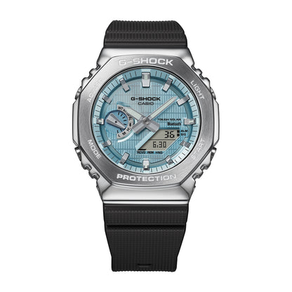 G-Shock Men's G-Steel Solar Stainless Steel Watch with Light Blue Dial & Black Resin Strap