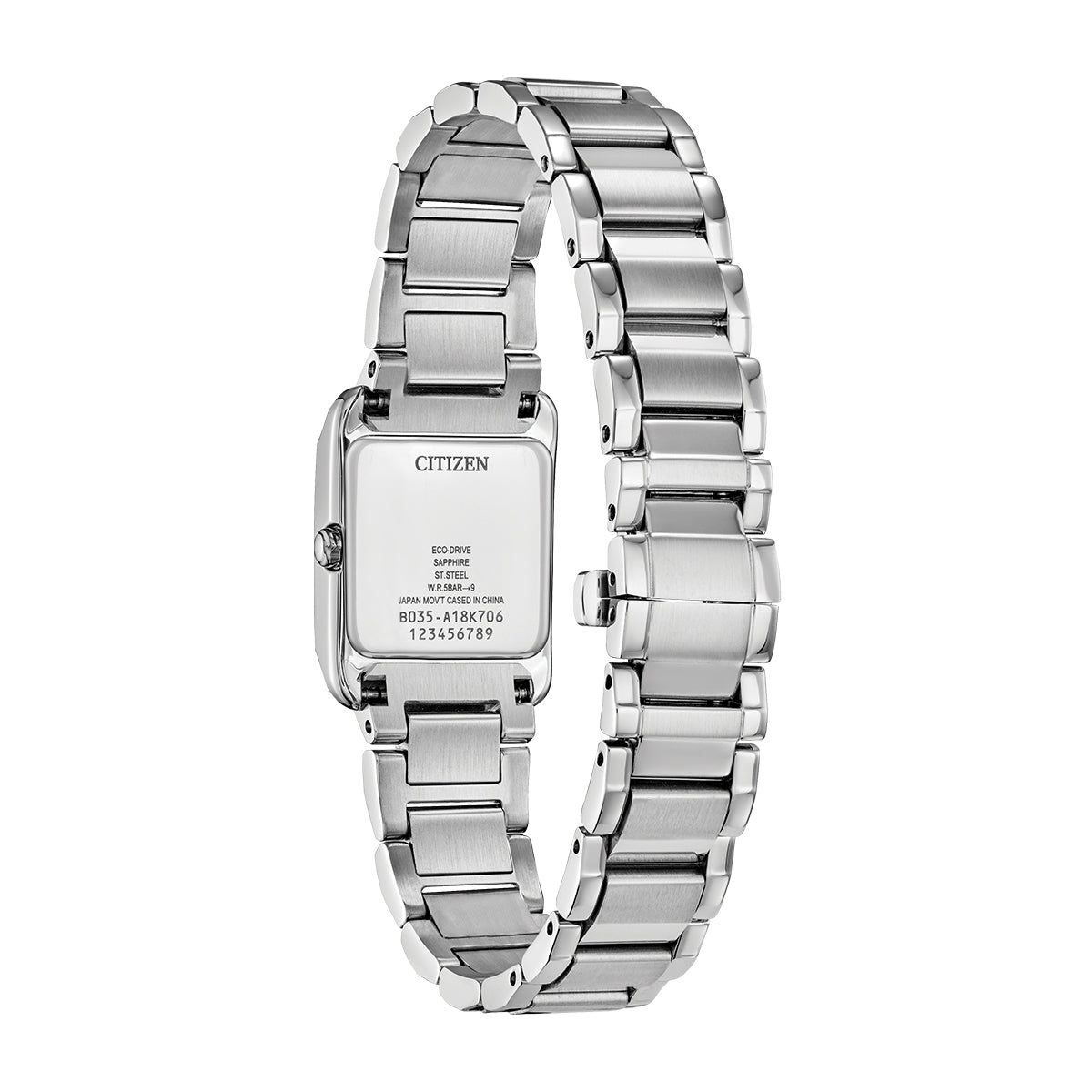 Citizen Ladies' Bianca Eco-Drive Stainless Steel Watch with Mother of Pearl Dial close-up detail