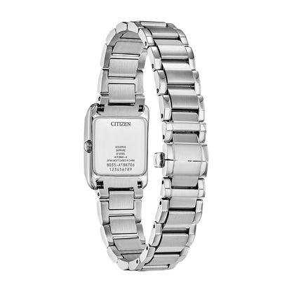 Citizen Ladies' Bianca Eco-Drive Stainless Steel Watch with Mother of Pearl Dial close-up detail