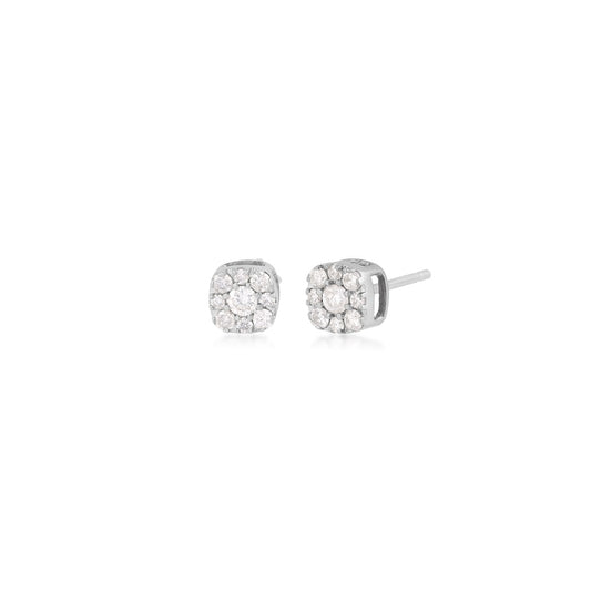 Fairytale Diamonds 1/4 ct. tw. Round Brilliant Diamond Cluster Earrings in 10K White Gold