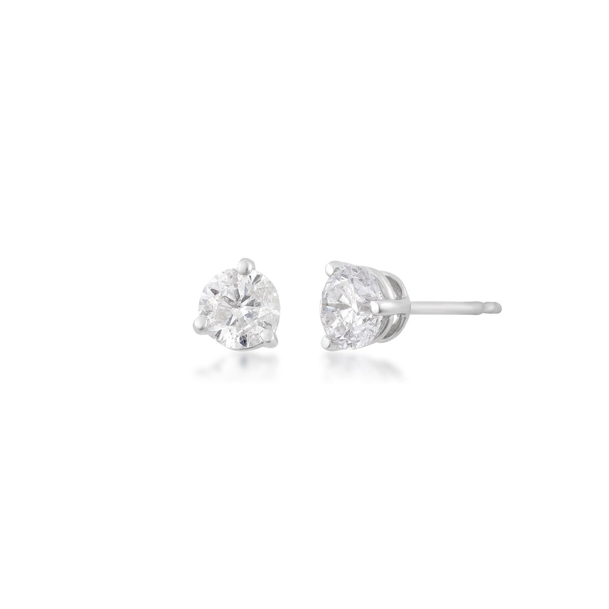 7/8 ct. tw. Round Brilliant Diamond Solitaire Earrings in 14K White Gold