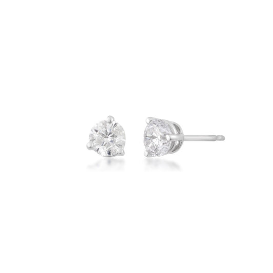 7/8 ct. tw. Round Brilliant Diamond Solitaire Earrings in 14K White Gold