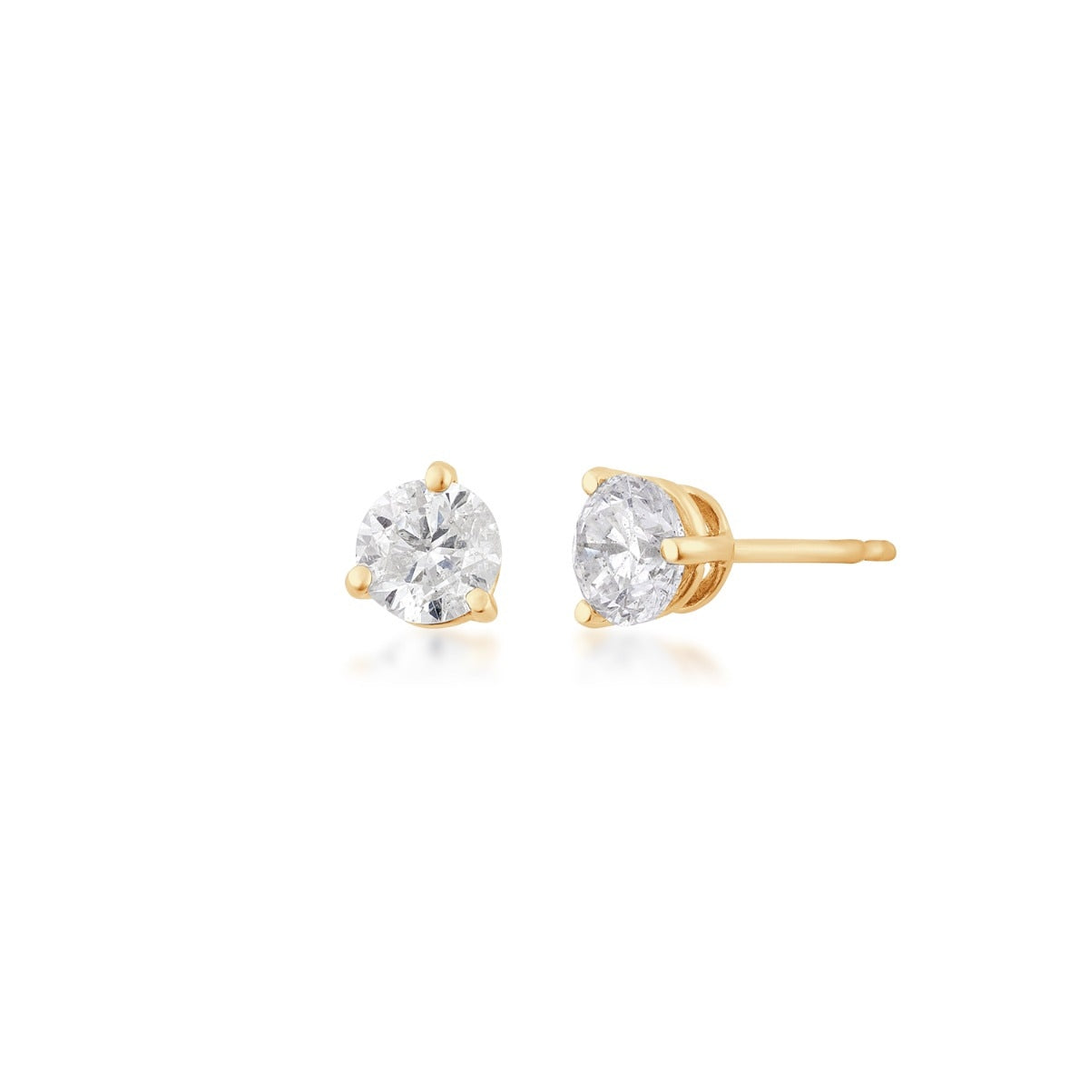 7/8 ct. tw. Round Brilliant Diamond Solitaire Earrings in 14K Yellow Gold
