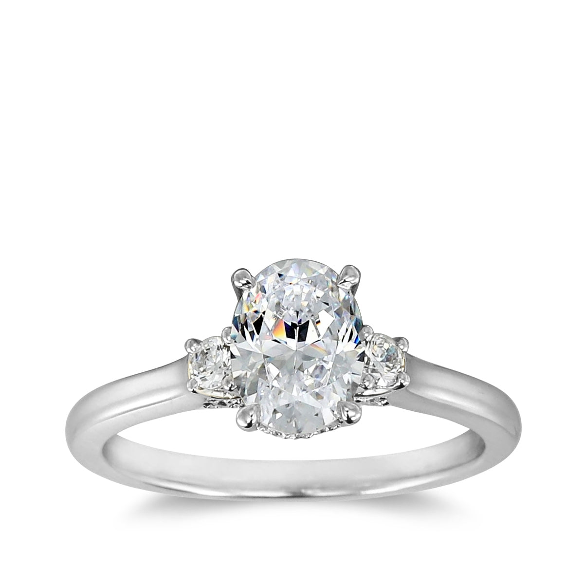 Canadian Rocks 1-1/5 ct. tw. Oval & Round Side Stone Diamond Engagement Ring in 14K White Gold