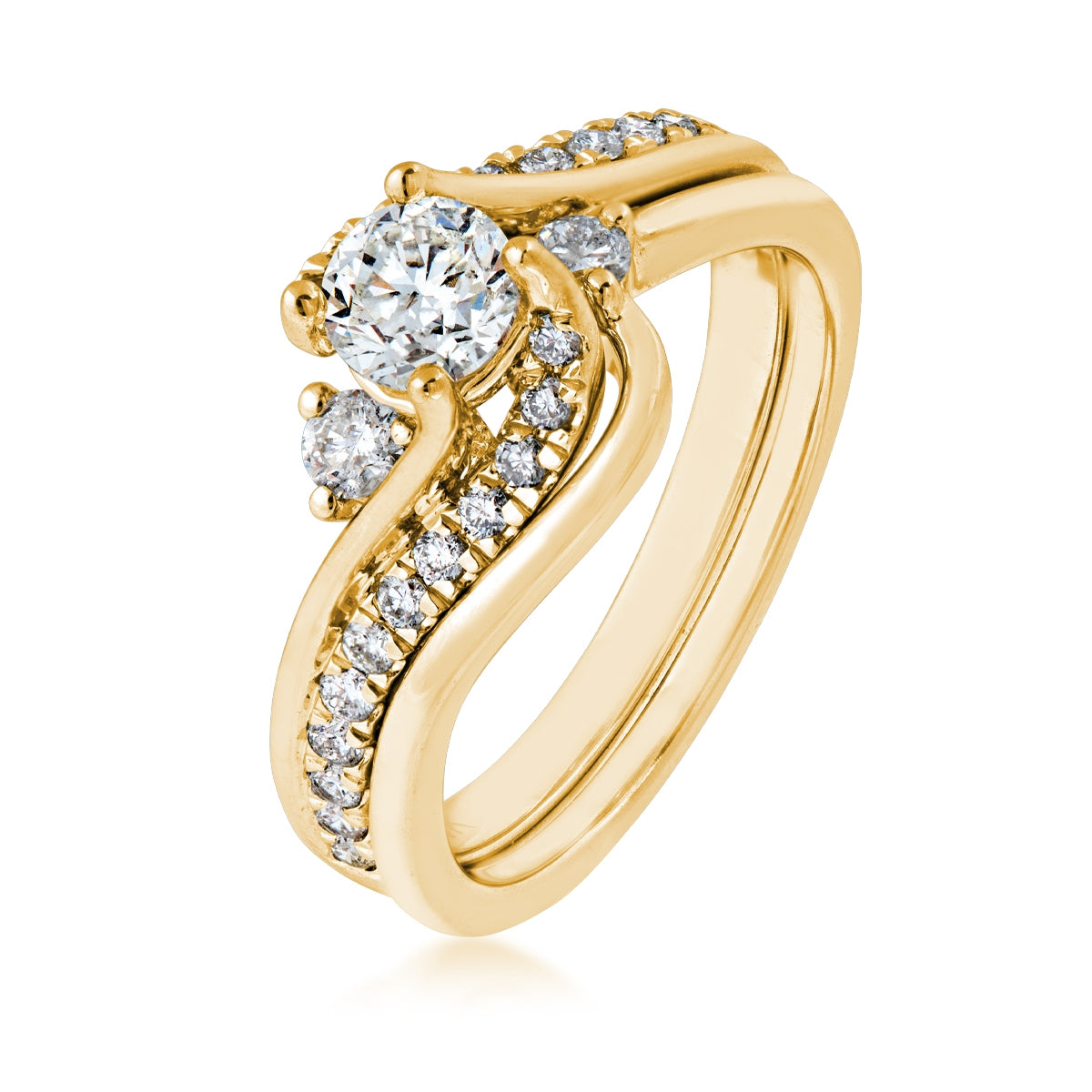 Canadian Rocks 9/10 ct. tw. Round Brilliant Diamond Wedding Set in 14K Yellow Gold front view
