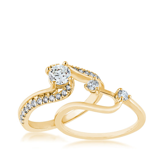 Canadian Rocks 9/10 ct. tw. Round Brilliant Diamond Wedding Set in 14K Yellow Gold close-up detail
