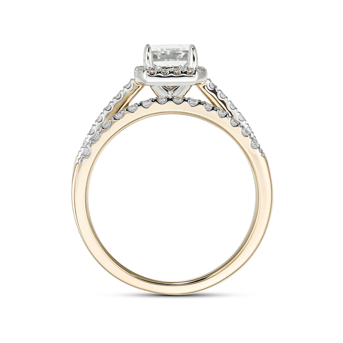 Canadian Rocks 9/10 ct. tw. Square Diamond Halo Wedding Set in 14K Yellow Gold front view