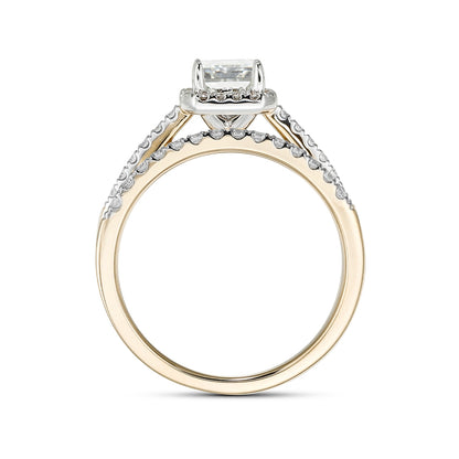 Canadian Rocks 9/10 ct. tw. Square Diamond Halo Wedding Set in 14K Yellow Gold front view