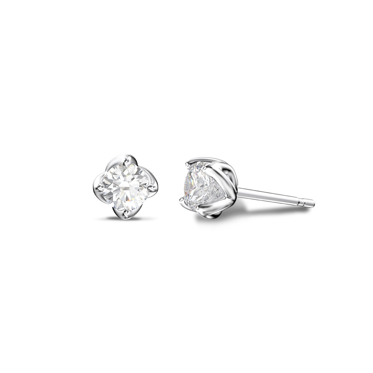 Canadian Rocks 1/2 ct. tw. Round Brilliant Diamond Solitaire Earrings in 14K White Gold (2)