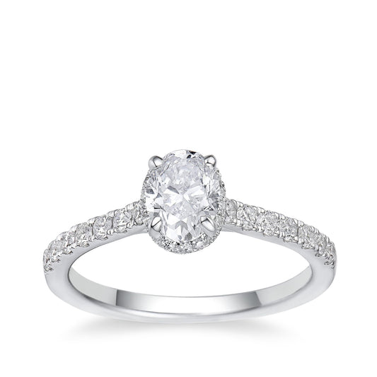 Canadian Rocks 1 ct. tw. Oval Diamond Halo Engagement Ring in 14K White Gold
