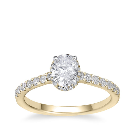 Canadian Rocks 1 ct. tw. Oval Diamond Halo Engagement Ring in 14K Yellow Gold