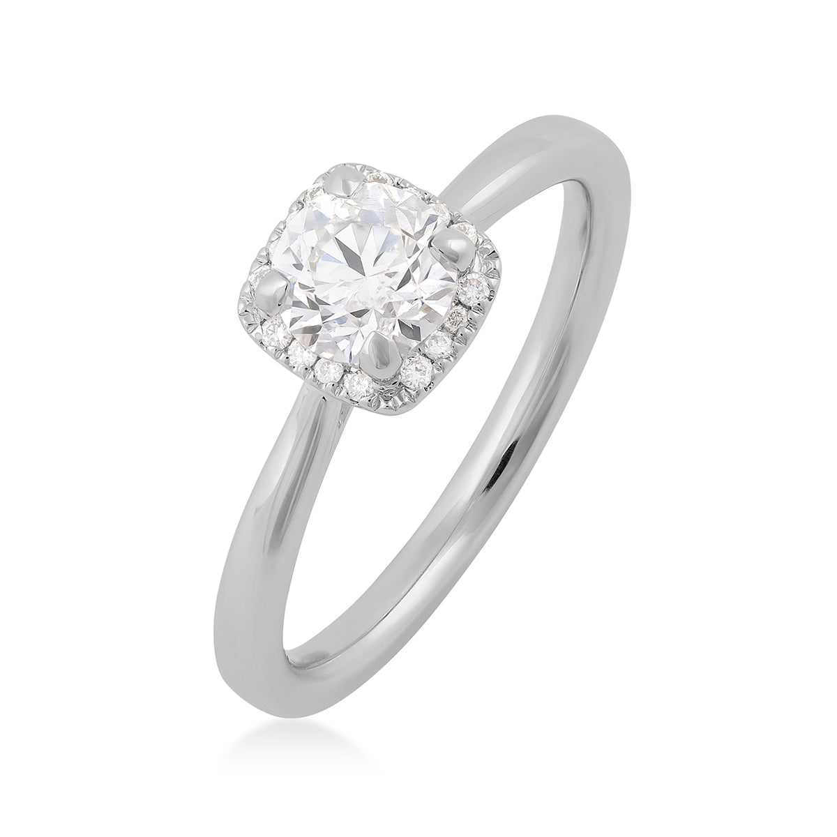 Canadian Rocks 7/8 ct. tw. Round Brilliant Diamond Halo Engagement Ring in 14K White Gold front view