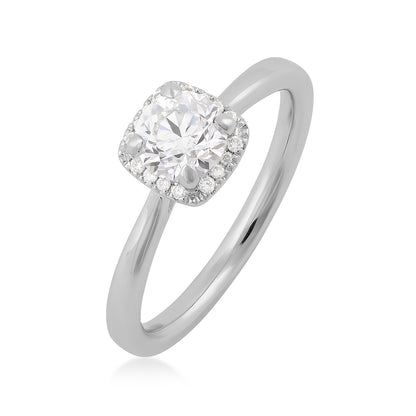 Canadian Rocks 7/8 ct. tw. Round Brilliant Diamond Halo Engagement Ring in 14K White Gold front view