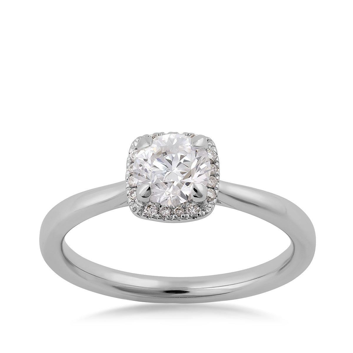 Canadian Rocks 7/8 ct. tw. Round Brilliant Diamond Halo Engagement Ring in 14K White Gold