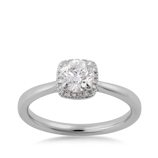 Canadian Rocks 7/8 ct. tw. Round Brilliant Diamond Halo Engagement Ring in 14K White Gold