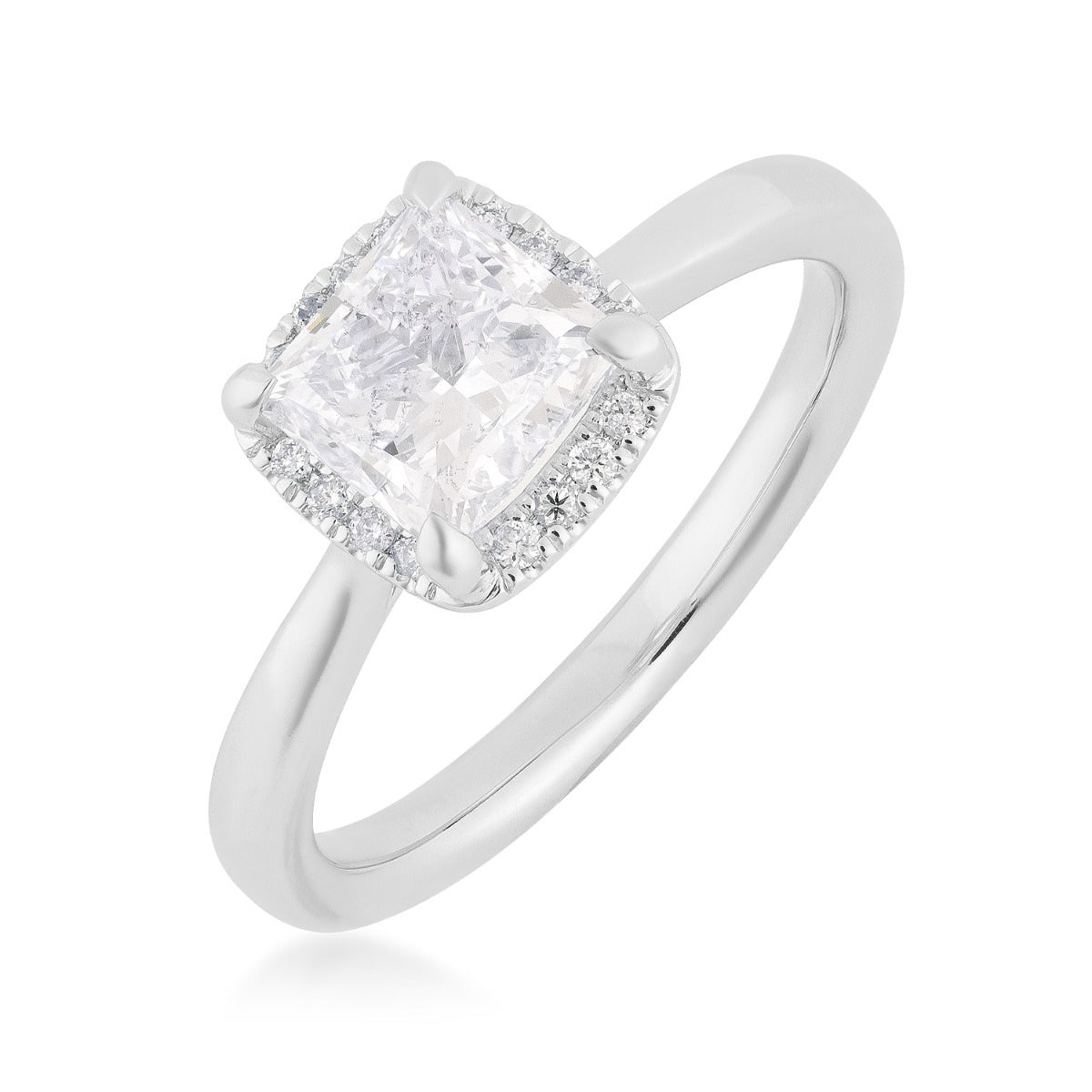 Canadian Rocks 1-1/2 ct. tw. Princess Cut Diamond Halo Engagement Ring in 14K White Gold front view