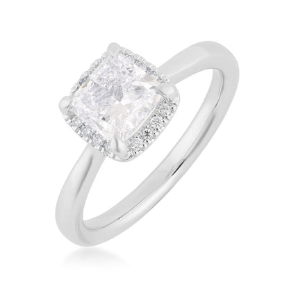 Canadian Rocks 1-1/2 ct. tw. Princess Cut Diamond Halo Engagement Ring in 14K White Gold front view