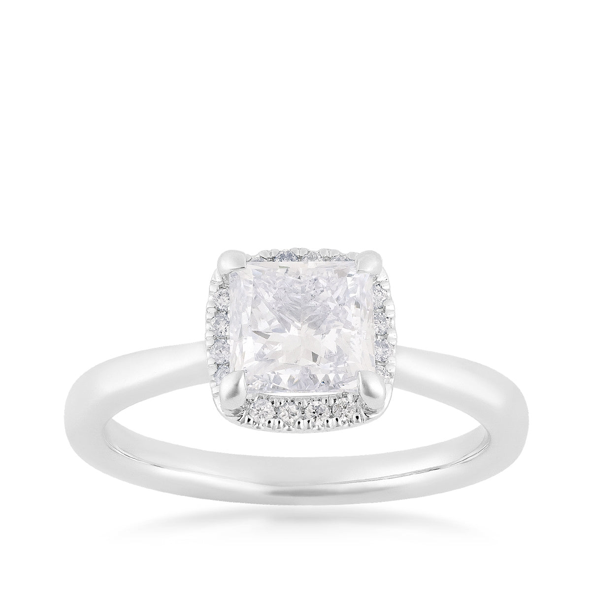 Canadian Rocks 1-1/2 ct. tw. Princess Cut Diamond Halo Engagement Ring in 14K White Gold