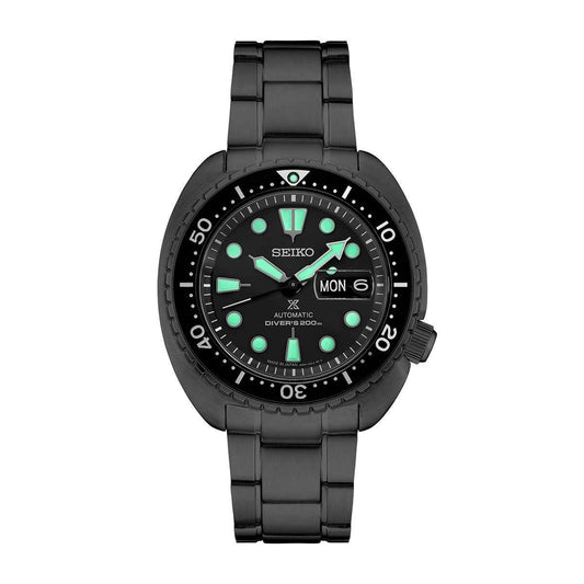 Seiko Men's Prospex Automatic Black Stainless Steel Watch with Black Dial