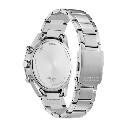 Citizen Men's Sport Luxury Eco-Drive Stainless Steel Watch with Blue Dial close-up detail