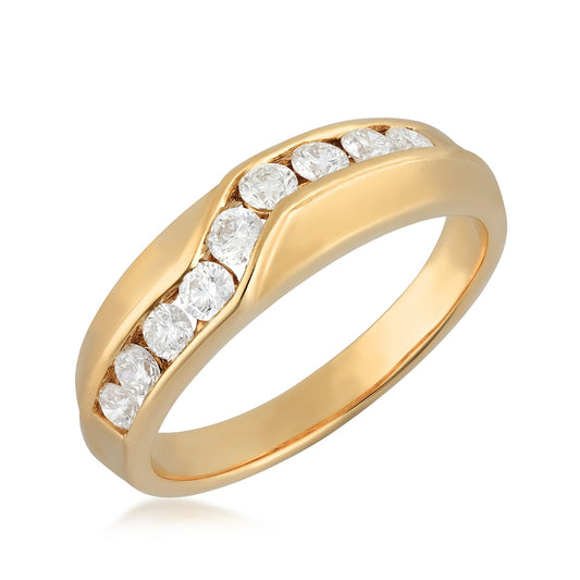 Canadian Rocks Men's 7/8 ct. tw. Diamond Channel Set Wedding Ring in 14K Yellow Gold front view
