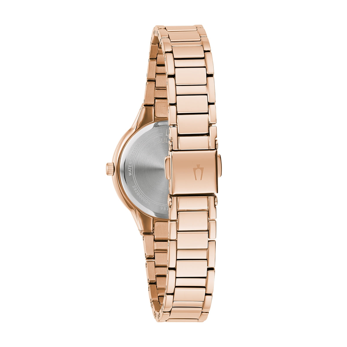 Bulova Ladies' Crystal Collection Quartz Pink Gold-Tone Stainless Steel Watch Box Set with Crystal Accent close-up detail
