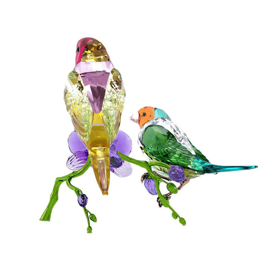 Swarovski Gouldian Idyllia Crystal Finch Figurine close-up detail