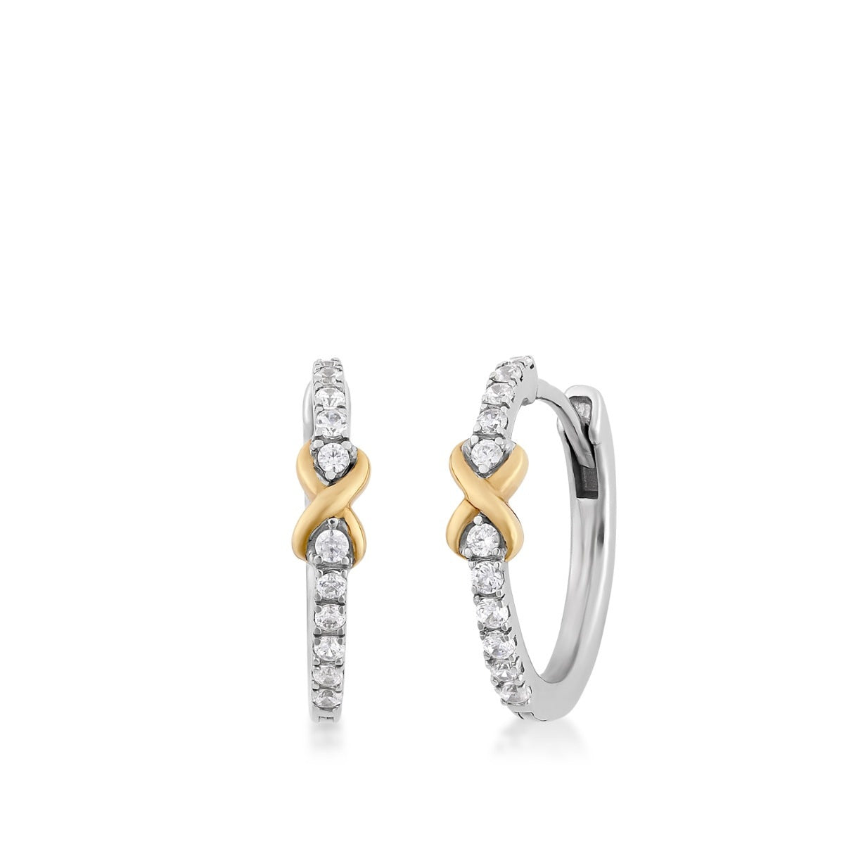 Infinite Love 1/4 ct. tw. Diamond Hoop & Infinity Earrings in Sterling Silver & 10K Yellow Gold