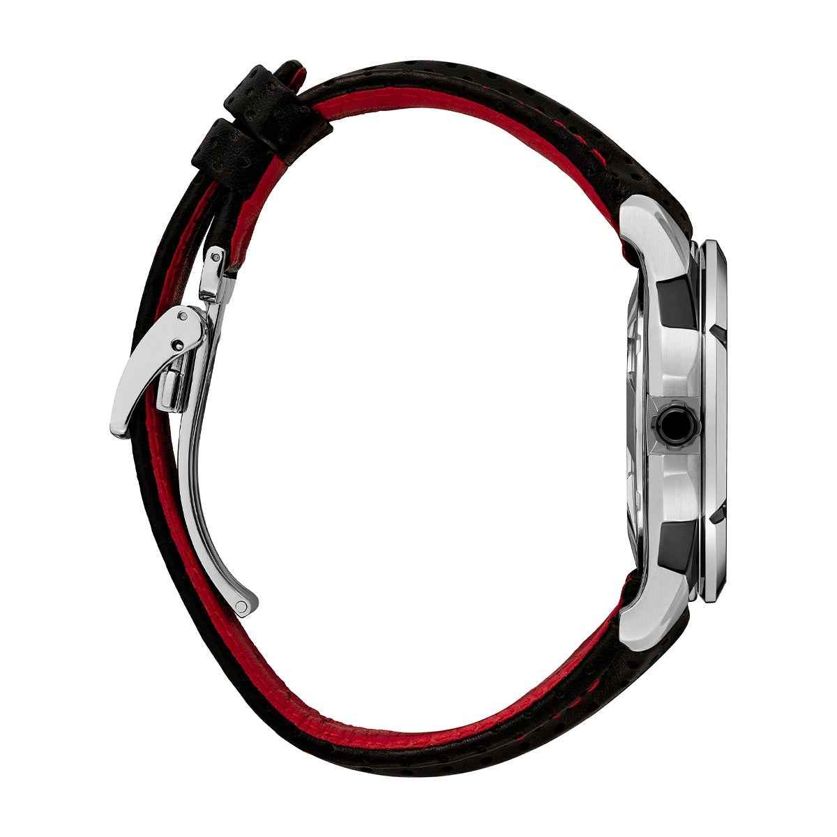 Seiko Men's Coutura Automatic Stainless Steel Watch with Red Dial & Black leather Strap front view