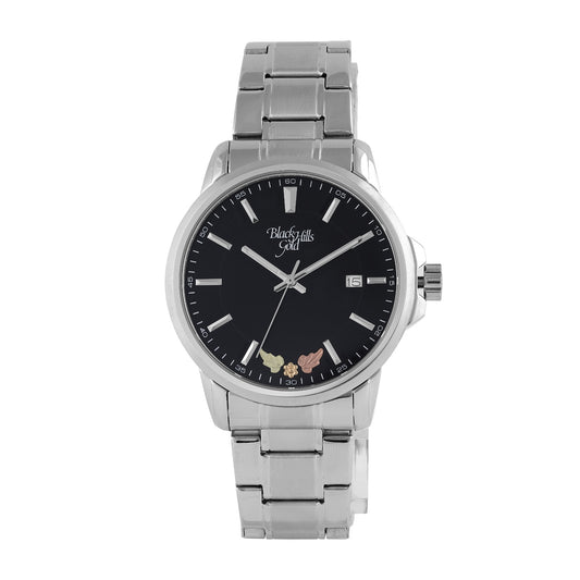 Black Hills Gold Men's Quartz Stainless Steel Watch with Black Dial