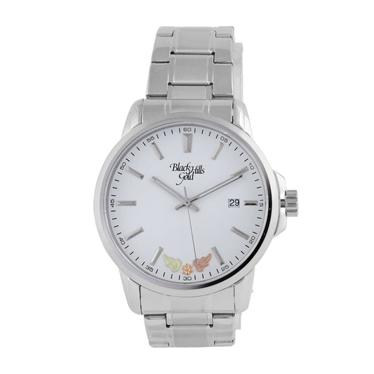 Black Hills Gold Men's Quartz Stainless Steel Watch with White Dial