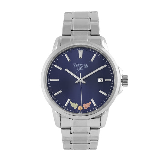Black Hills Gold Men's Quartz Stainless Steel Watch with Blue Dial