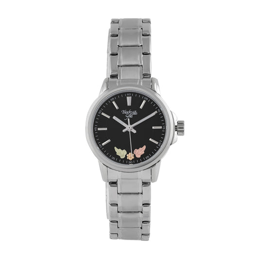 Black Hills Gold Ladies' Quartz Stainless Steel Watch with Black Dial