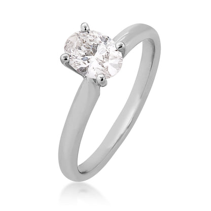 Adamante 3/4 ct. tw. Lab-Grown Oval Diamond Solitaire Engagement Ring in 14K White Gold front view