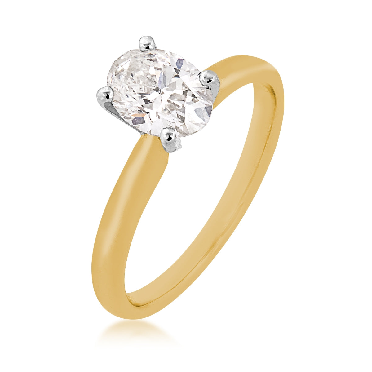 Adamante 3/4 ct. tw. Lab-Grown Oval Diamond Solitaire Engagement Ring in 14K Yellow Gold front view