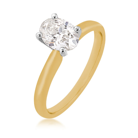Adamante 3/4 ct. tw. Lab-Grown Oval Diamond Solitaire Engagement Ring in 14K Yellow Gold front view