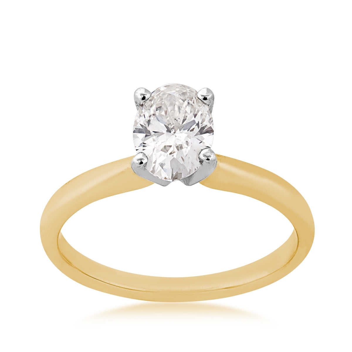 Adamante 3/4 ct. tw. Lab-Grown Oval Diamond Solitaire Engagement Ring in 14K Yellow Gold