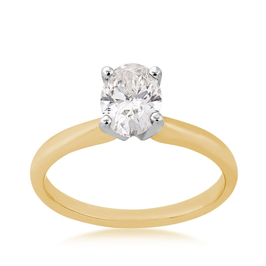 Adamante 3/4 ct. tw. Lab-Grown Oval Diamond Solitaire Engagement Ring in 14K Yellow Gold