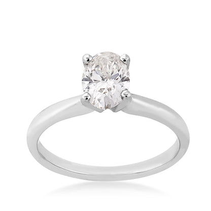 Adamante 1 ct. tw. Lab-Grown Oval Diamond Solitaire Engagement Ring in 14K White Gold