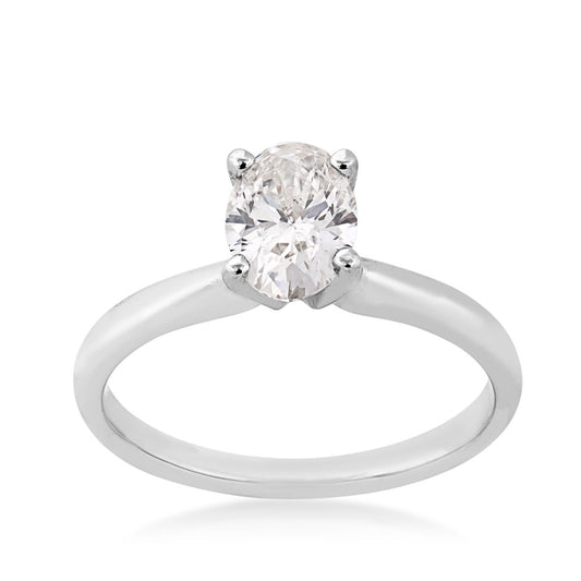 Adamante 1 ct. tw. Lab-Grown Oval Diamond Solitaire Engagement Ring in 14K White Gold