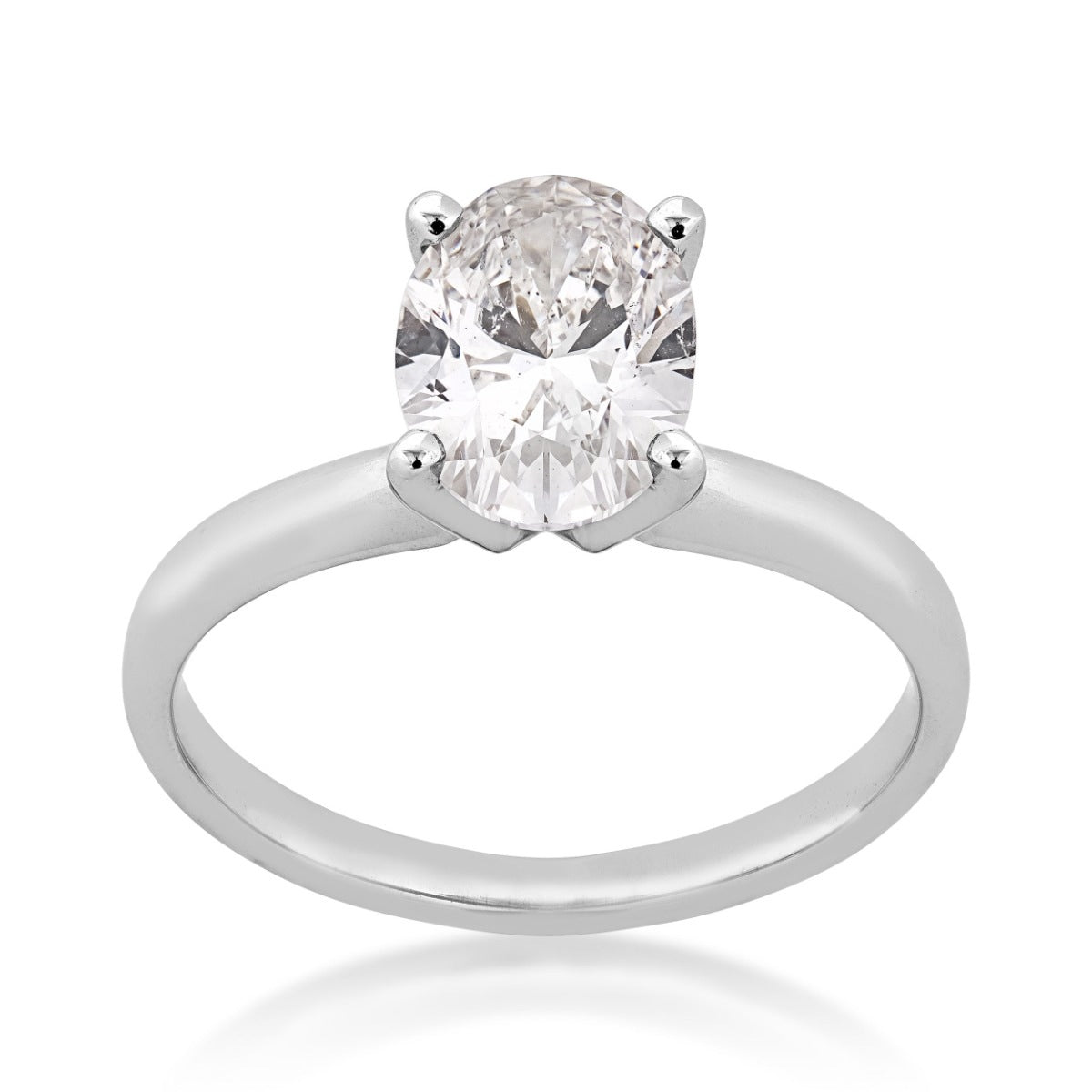 Adamante 1-1/2 ct. tw. Lab-Grown Oval Diamond Solitaire Engagement Ring in 14K White Gold